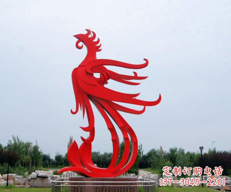 廊坊不锈钢凤凰公园景观雕塑 (2)