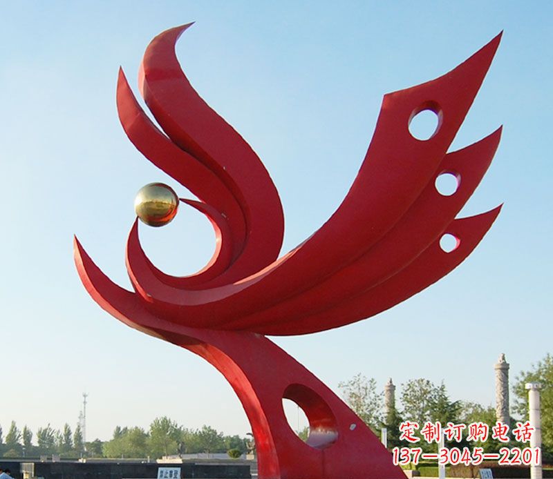 廊坊不锈钢凤凰广场雕塑 (2)
