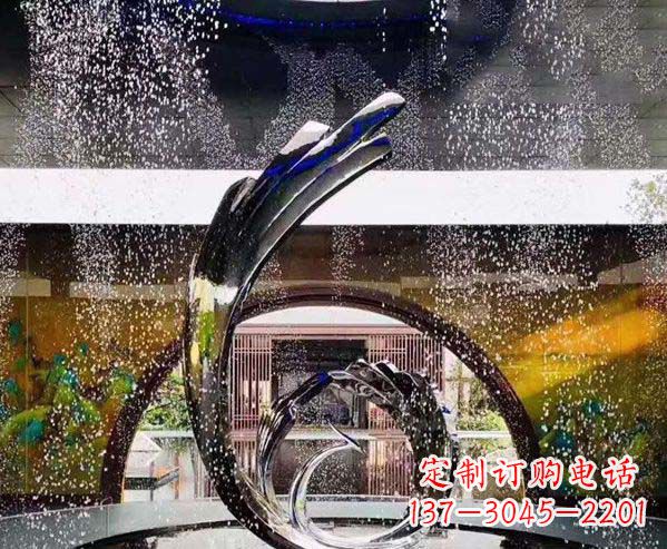 廊坊不锈钢凤凰喷泉景观雕塑