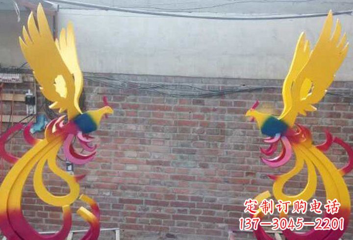 廊坊不锈钢公园彩色凤凰雕塑