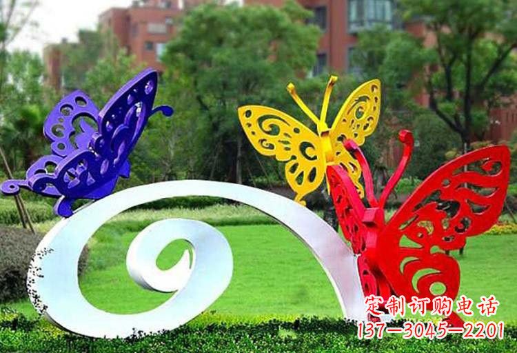 廊坊彩色蝴蝶雕塑,点亮不锈钢公园