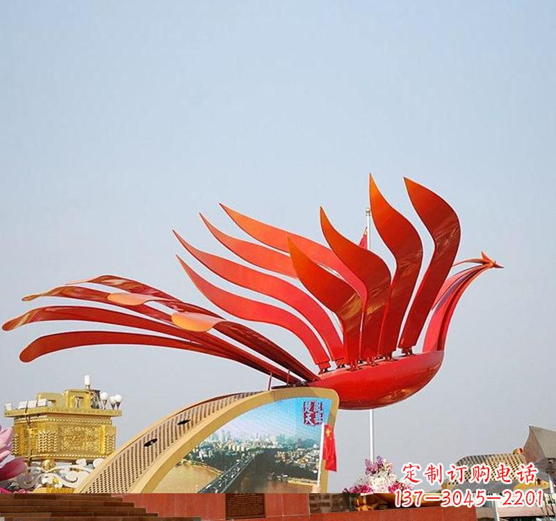 廊坊不锈钢凤凰雕塑——美丽的象征