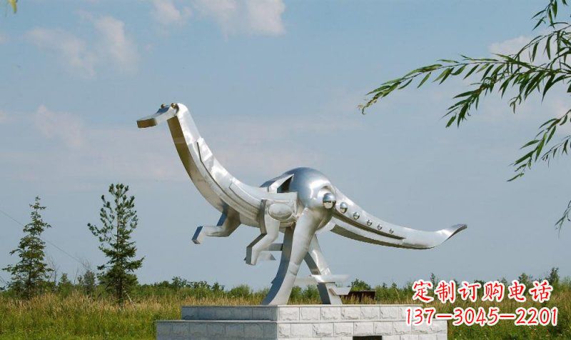 廊坊不锈钢公园动物鸭嘴龙雕塑