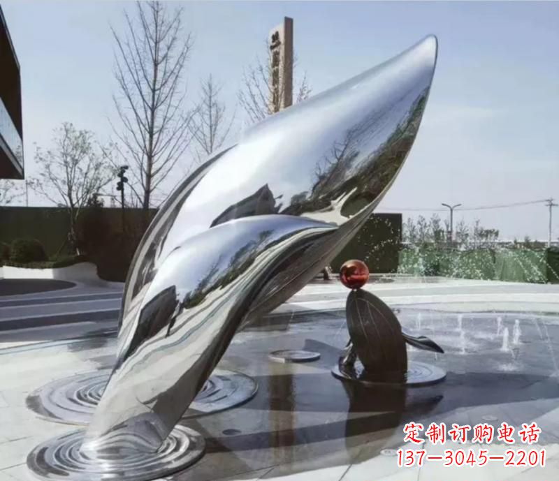 廊坊精美不锈钢海豚雕塑