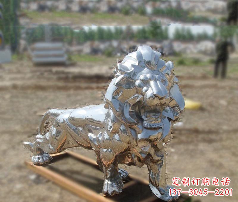 廊坊不锈钢公园镜面狮子雕塑