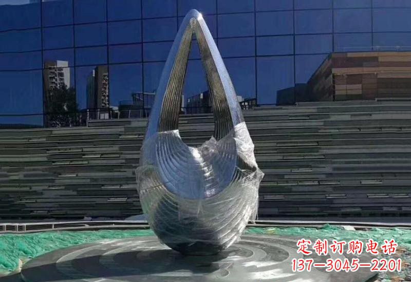 廊坊不锈钢空心水滴雕塑美丽的艺术之作