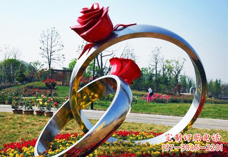 廊坊不锈钢公园玫瑰花戒指雕塑精致精美的礼物