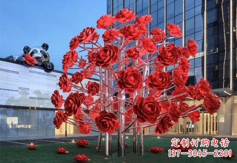 廊坊不锈钢公园玫瑰花树雕塑——让玫瑰长驻公园