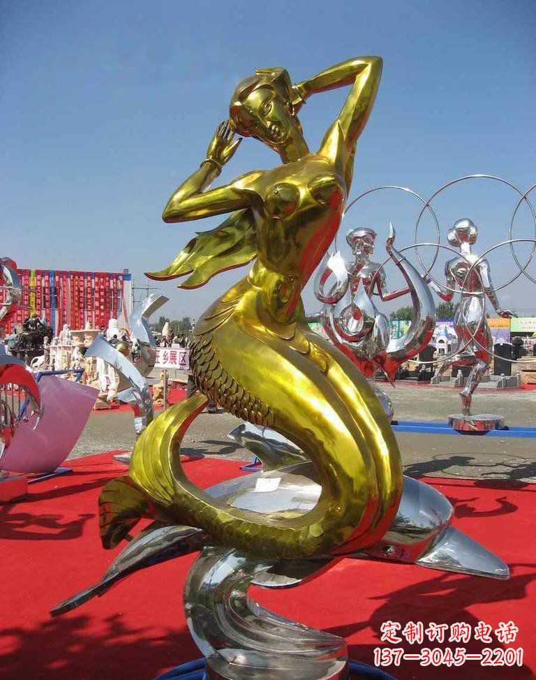 廊坊不锈钢美人鱼雕塑——美丽的象征
