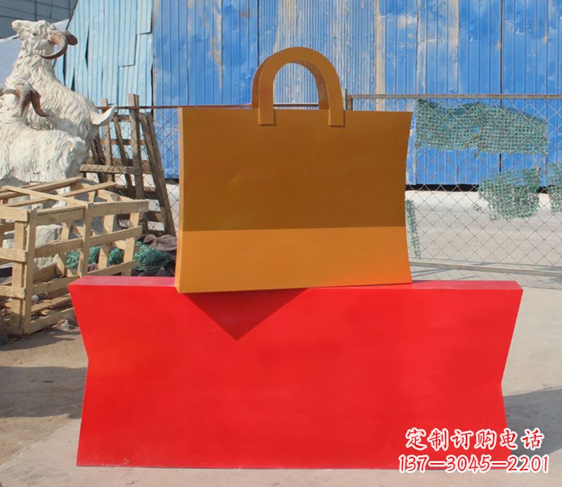 廊坊精美不锈钢购物袋雕塑