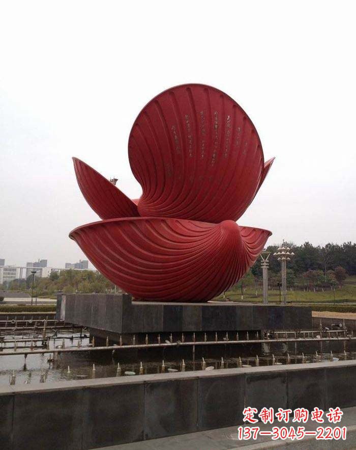 廊坊不锈钢贝壳喷泉雕塑——海洋之美无限