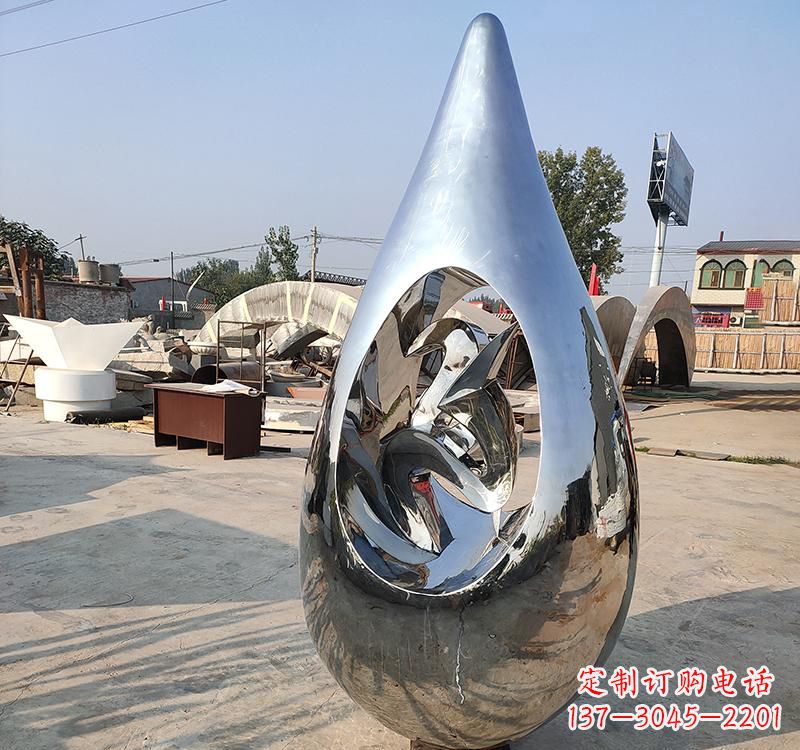 廊坊不锈钢大水滴雕塑一座极致简约的艺术作品