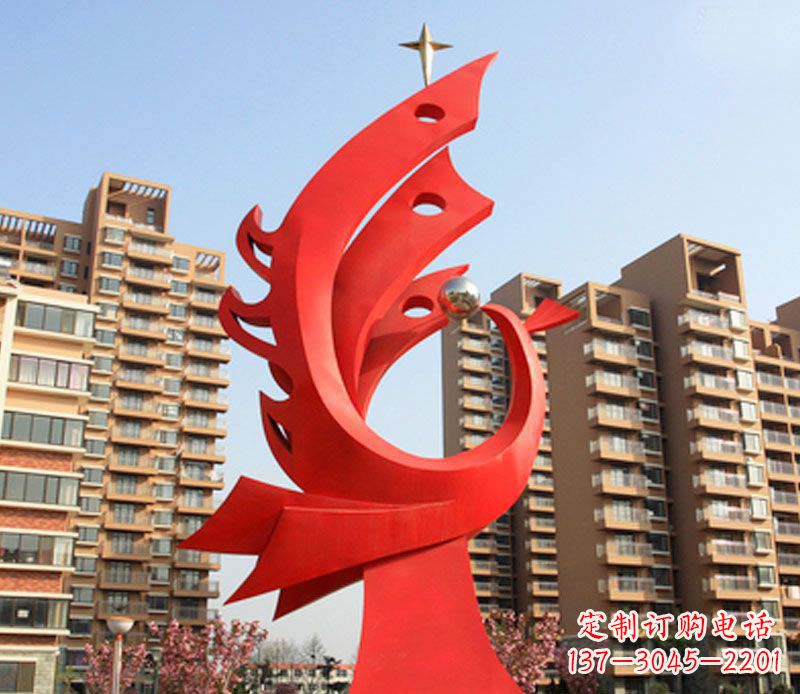 廊坊凤凰雕塑不锈钢广场的精美景观