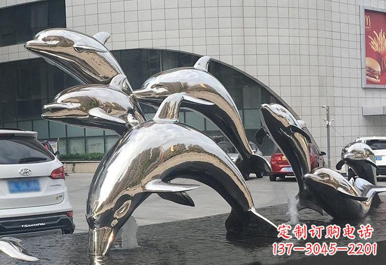 廊坊不锈钢海豚雕塑——精美绝伦