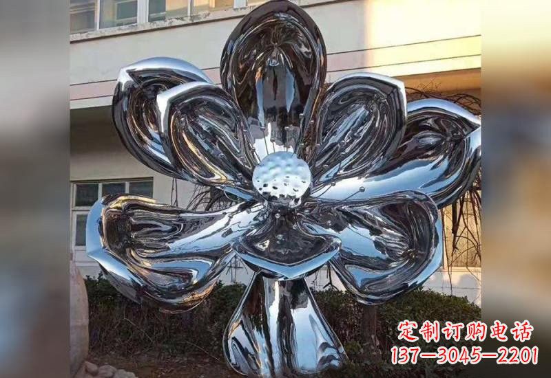 廊坊不锈钢广场镜面莲花雕塑精美外形,传承佛教文化