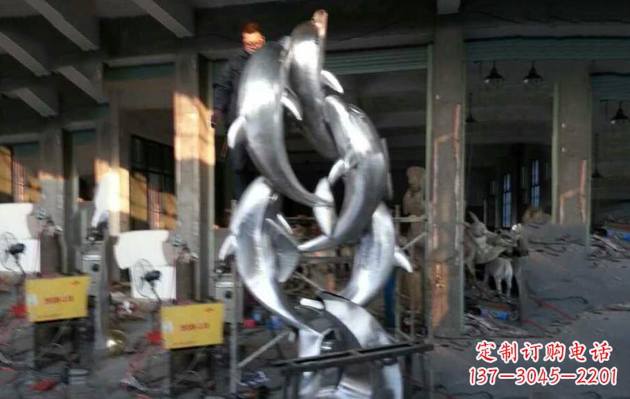 廊坊不锈钢海豚雕塑漂亮的海洋艺术品