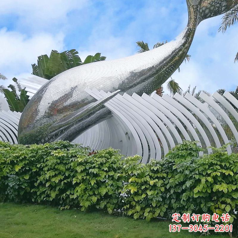 廊坊海豚雕塑镜面鲸鱼创意动物景观