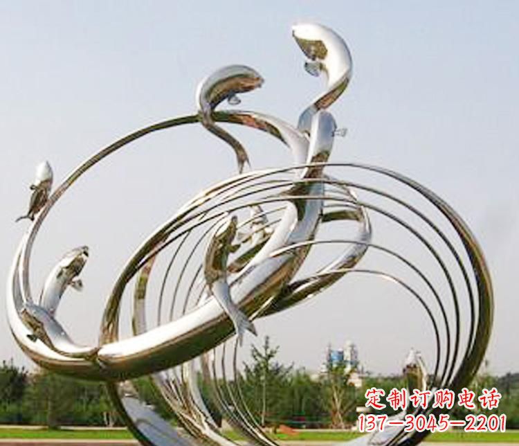 廊坊不锈钢海豚雕塑美丽而又神秘