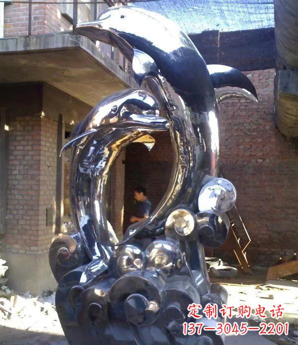 廊坊不锈钢海豚美观动态的雕塑