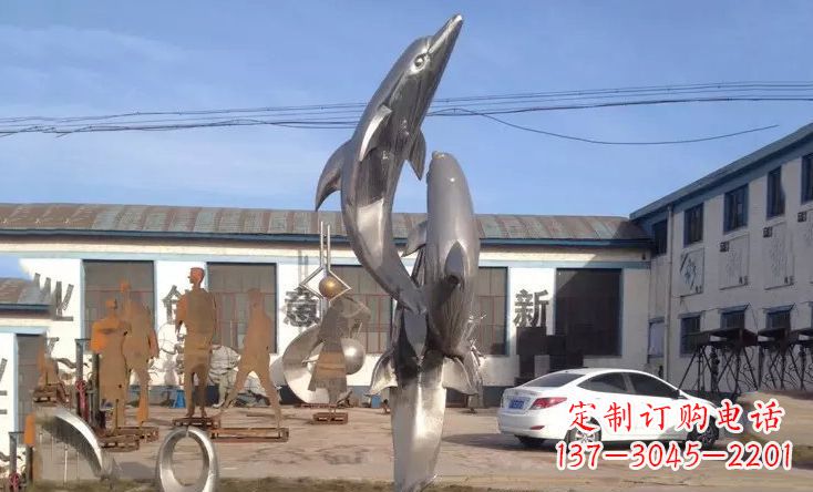 廊坊不锈钢海豚嬉戏雕塑精美的艺术视觉
