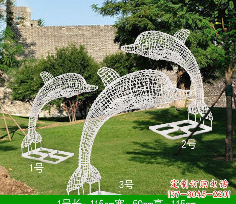 廊坊不锈钢海豚组合雕塑精美的艺术品