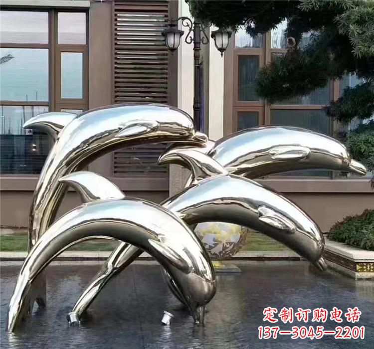廊坊不锈钢海洋动物雕塑——海豚