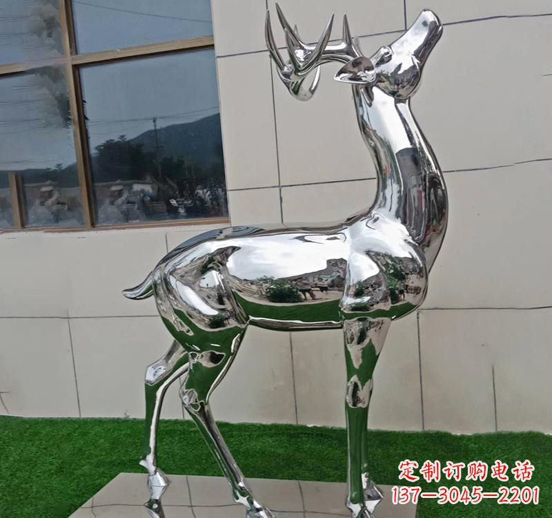 廊坊不锈钢户外动物鹿雕塑精致大气的艺术品