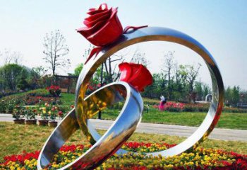 廊坊不锈钢公园玫瑰花戒指雕塑精致精美的礼物