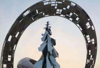 廊坊不锈钢松树祥云雕塑