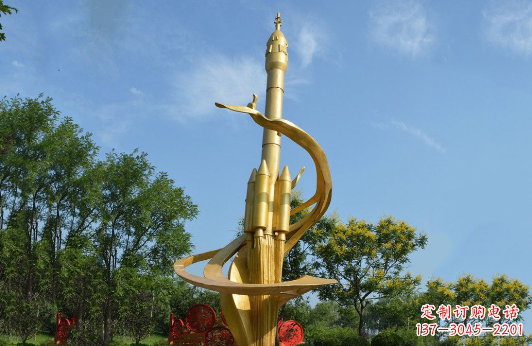 廊坊火箭飞向蓝天不锈钢火箭广场景观雕塑