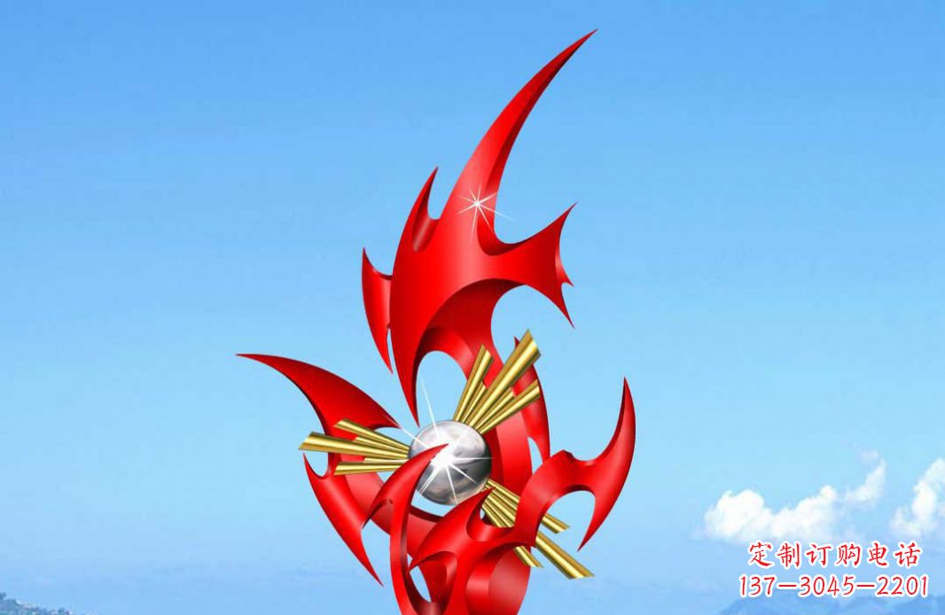 廊坊不锈钢火苗抽象景观雕塑给城市添彩