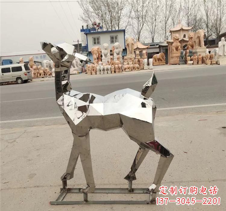 廊坊不锈钢几何小鹿雕塑精美艺术品