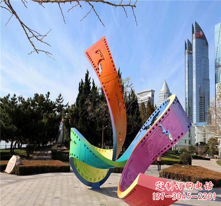 廊坊波浪状的不锈钢胶卷雕塑