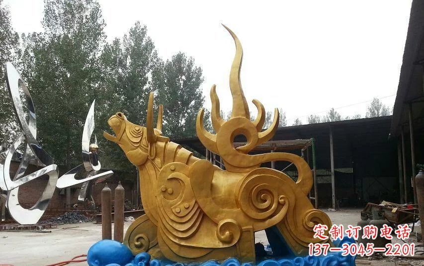 廊坊不锈钢金牛卧波雕塑——传承文化的艺术瑰宝
