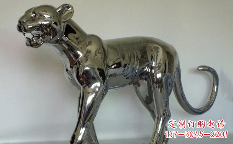 廊坊不锈钢金钱豹雕塑给人以高贵气质的艺术瑰宝