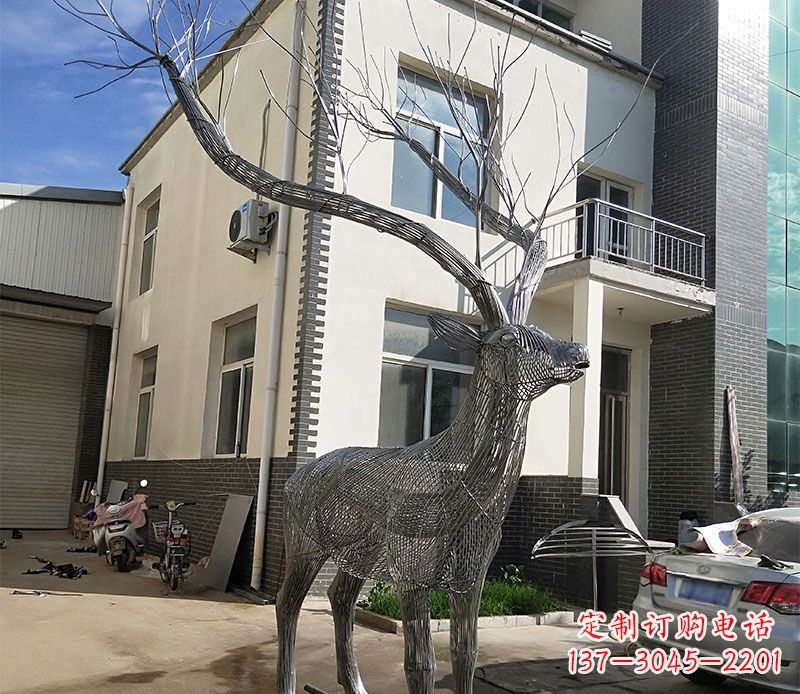 廊坊不锈钢景观梅花鹿雕塑美丽的艺术精品