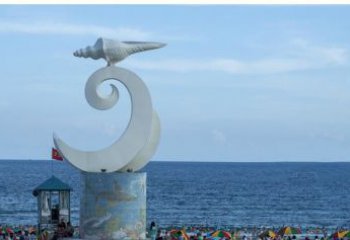 廊坊海浪与海螺雕塑的结合——不锈钢景区的美景