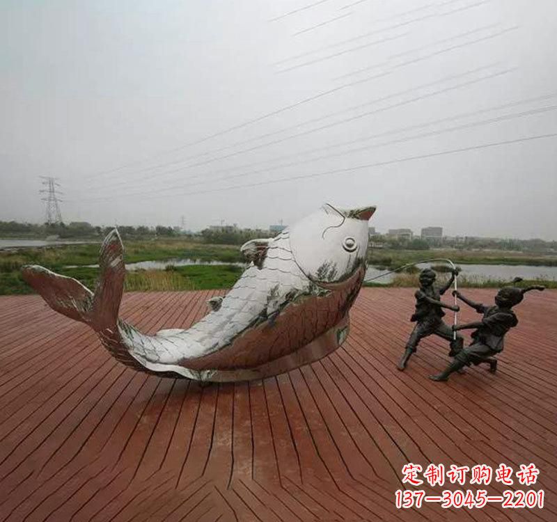 廊坊不锈钢鲤鱼雕塑传承中国文化