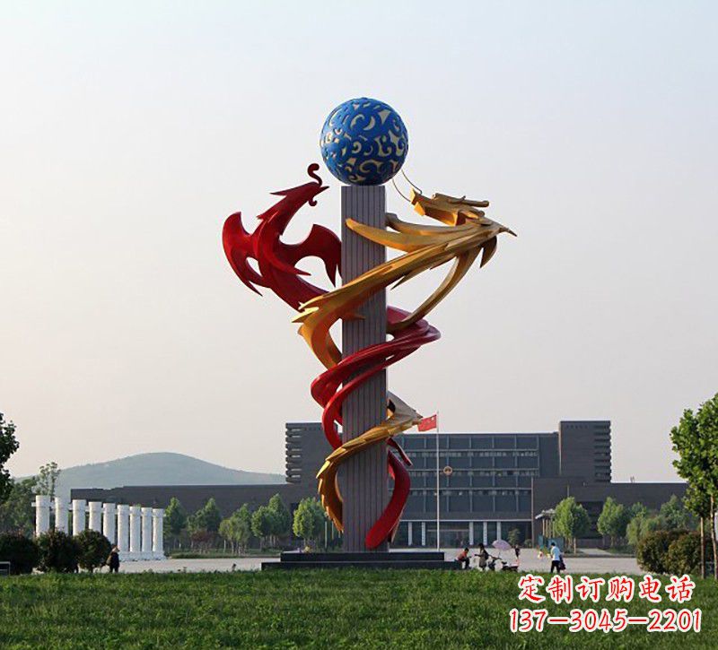 廊坊不锈钢龙凤雕塑神秘而又神奇