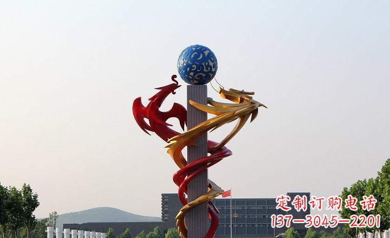 廊坊龙凤呈祥一对不锈钢雕塑的精彩展示