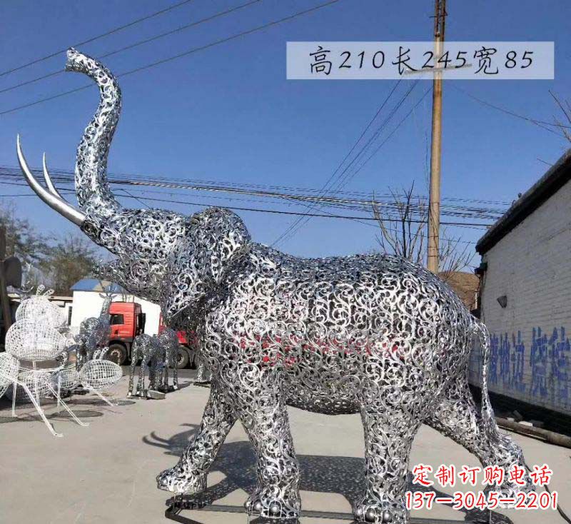 廊坊不锈钢镂空大象雕塑精美绝伦的艺术品