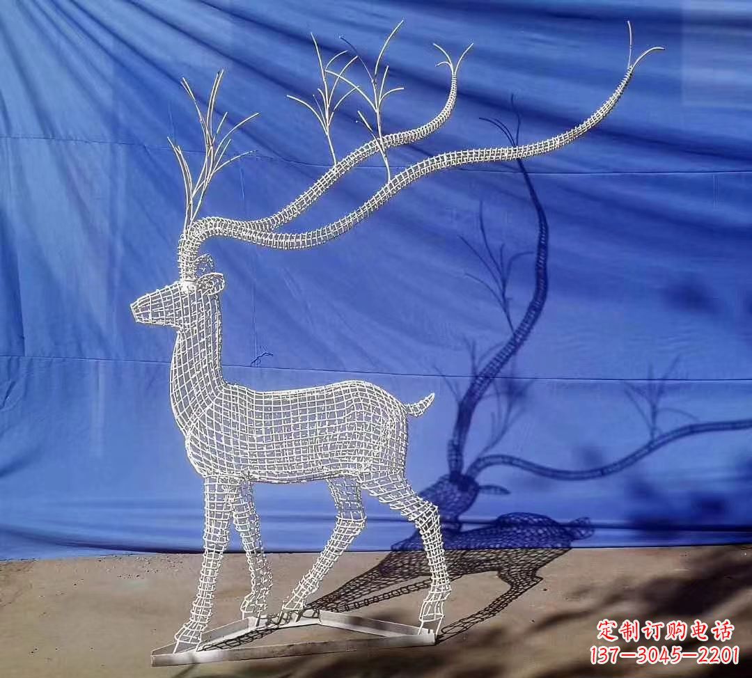 廊坊不锈钢麋鹿雕塑精美的景观装饰品
