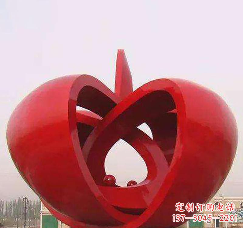 廊坊不锈钢镂空苹果雕塑精致美观的艺术品