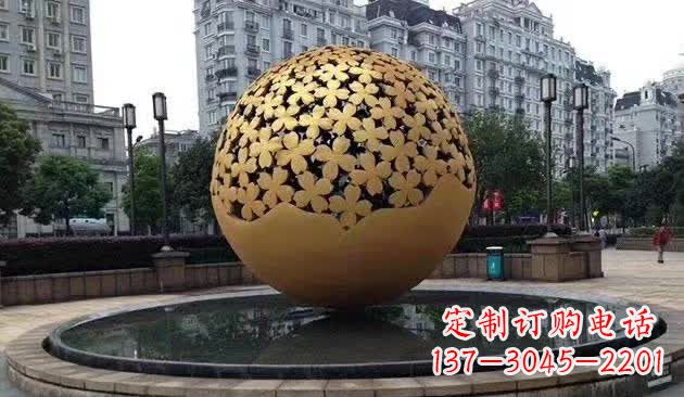 廊坊不锈钢镂空球喷泉雕塑——精致美观