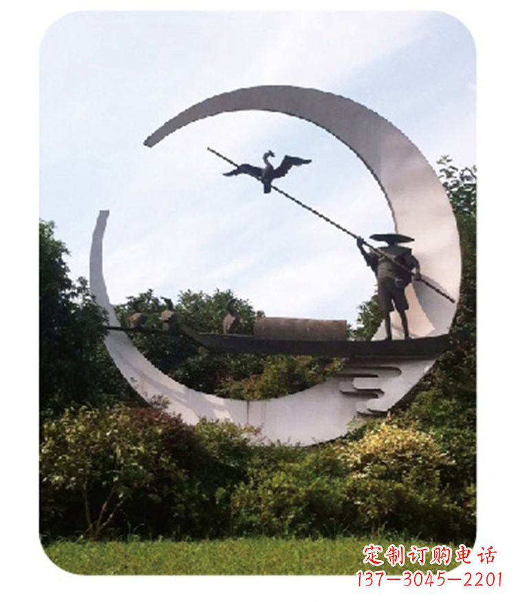 廊坊不锈钢鸬鹚雕塑