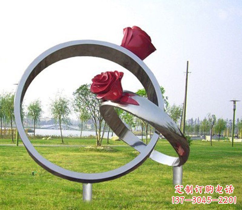 廊坊不锈钢玫瑰戒指雕塑