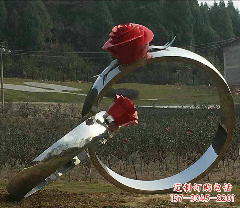 廊坊不锈钢玫瑰雕塑精美的艺术珍品