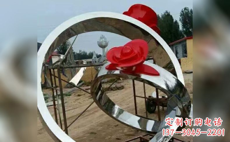 廊坊不锈钢玫瑰花戒指雕塑