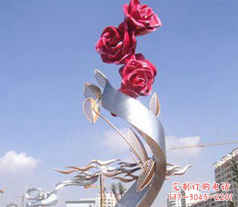 廊坊不锈钢玫瑰雕塑精美的艺术品