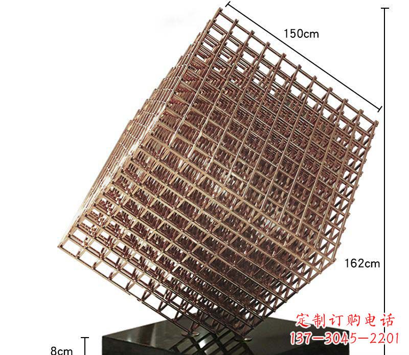 廊坊玫瑰金色几何雕塑